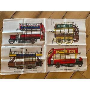 Vintage Linen Tea Towel "Old Transport'' Ulster. Hugh Evelyn Design 30"x20"